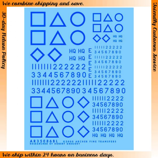 1/35 British Junior Regiment Squadron Symbols (Blue) 
