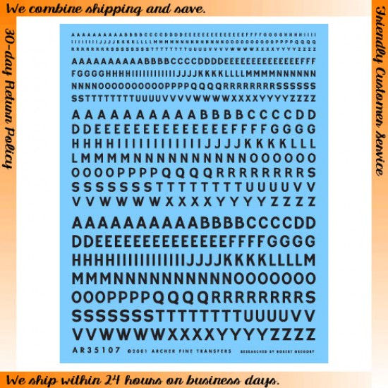 1/35 Generic Lettering for British Vehicle Names (Black) 