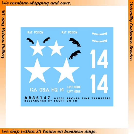 Dry Transfers for 1/35 US 6th Armoured Division M4(105) 