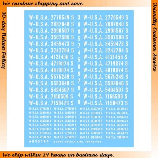 1/35 Late War Registration Codes (Stencil, White) for Trucks &Ambulances