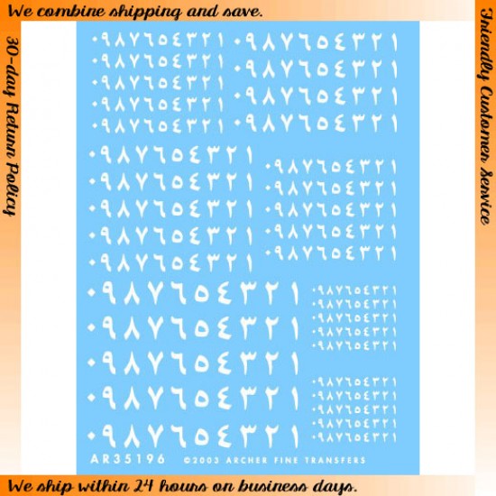 1/35 Arabic Numbers (White) 