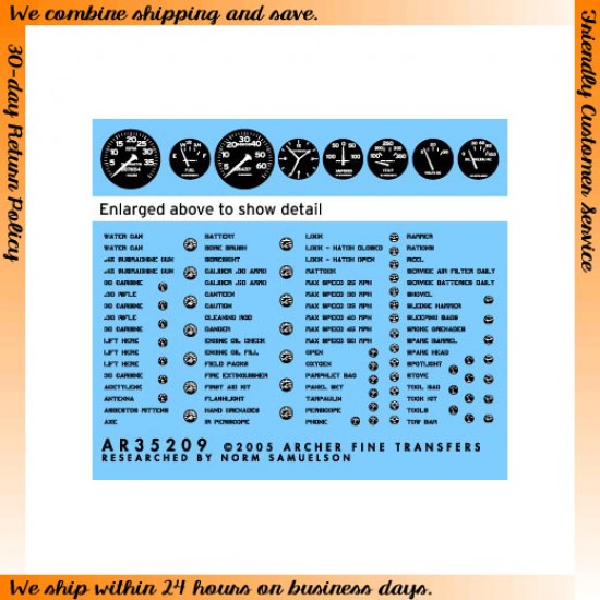 1/35 US Vehicle Instruments and Interior Stencils (Black)