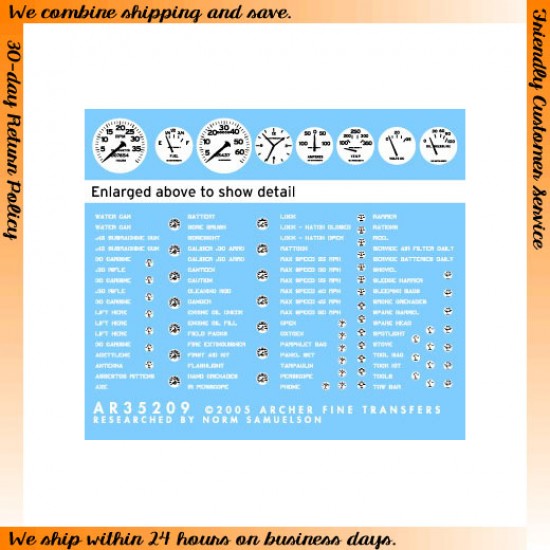 1/35 US Vehicle Instruments and Interior Stencils (White)