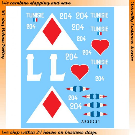 Dry Transfers for 1/35 French Chars B 204 "Tunisie" 
