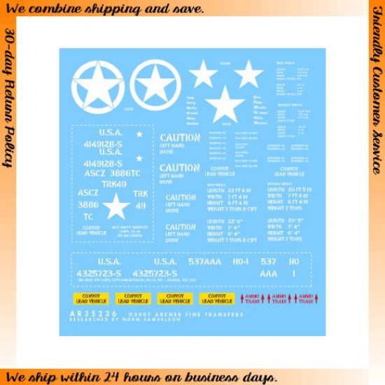 1/35 US 2 1/2 Ton 6x6 Truck Generic Markings 