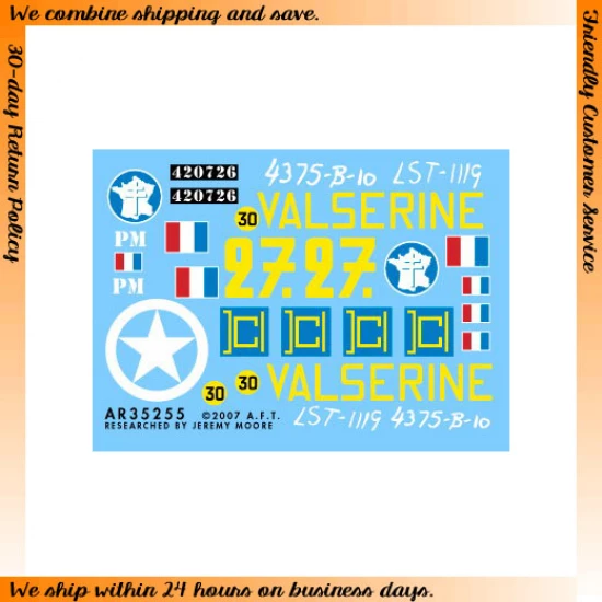 Dry Transfers for 1/35 Free French M4A2 "Valserine" 