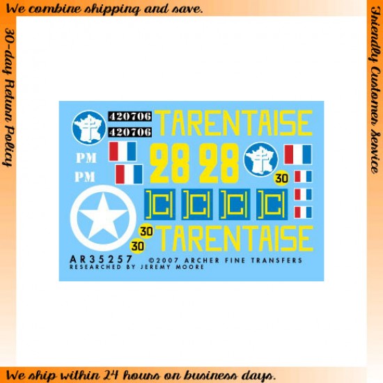 Dry Transfers for 1/35 Free French M4A2 "Tarentaise" 