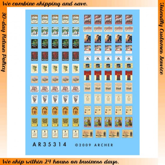 1/35 Wine and Champagne Bottle Labels