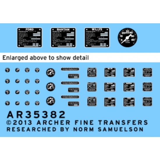 1/35 Dry Transfer - Jeep Instruments and Placards for Bronco kit