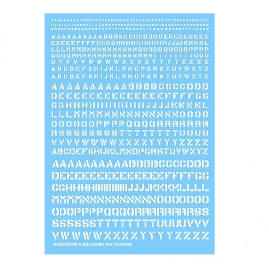 1/35 Generic Stencil Style Lettering (White, Nano Film Decals)