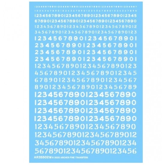 1/35 Generic Stencil Style & Non-Stencil Style Numbers (White, Nano Film Decals)