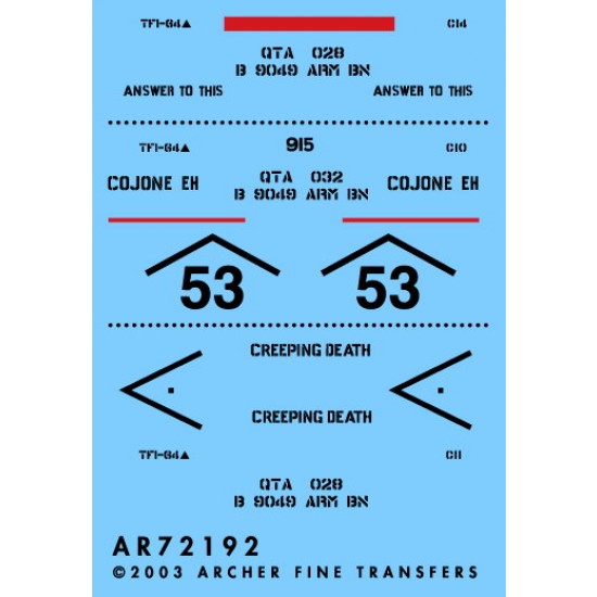Dry Transfers - 1/72 3 ID/TF 1-64 M1A1 Abrams in Iraq OIF 
