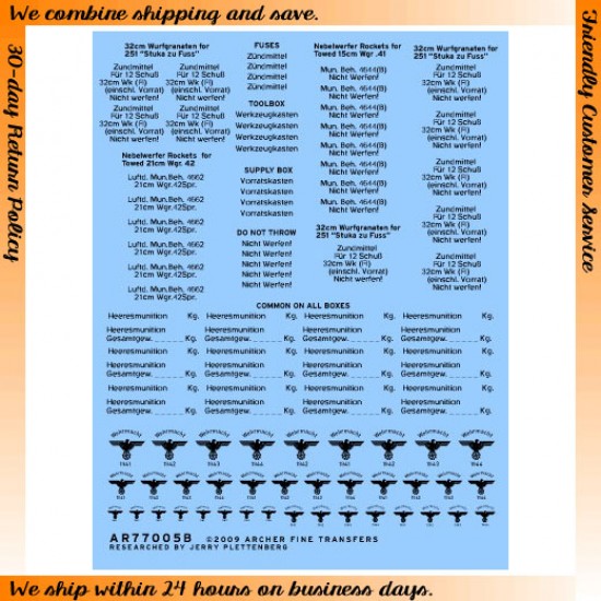 Stencils for 1/35 WWII German Nebelwerfer &Wurfrahmen Unpainted Ammo Boxes
