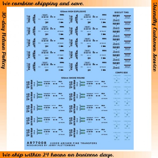 Stencils for 1/35 Assorted British 105mm Boxes, Compo Boxes &Biscuit Tins