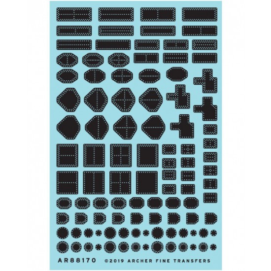 1/32, 1/24 Aircraft Scab Patches with Recessed Rivets (Resin on Clear Decal Film)