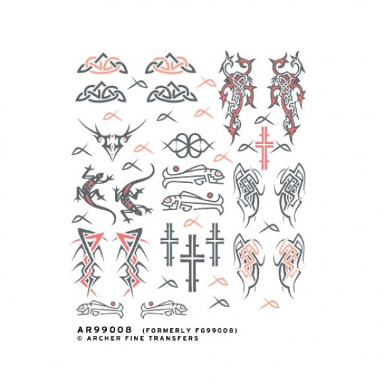 1/6 - 1/4 Celtic & Tribal Tattoos (Waterslide Decals)