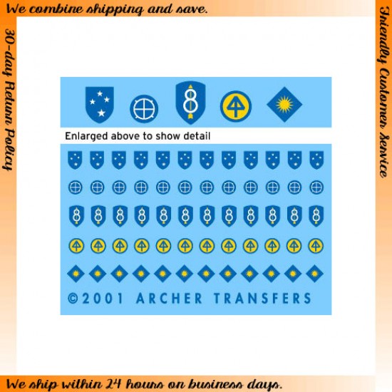 1/35 US 8th,23rd,35th,40th and 44th Infantry Divisions Uniform Patches