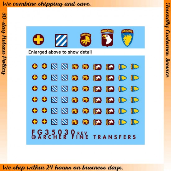 1/35 US 13th,17th and 101st Airborne &3rd and 17th Infantry Divisions Patches