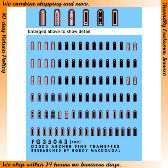 1/35 German SS Shoulder Boards for Artillery Troops & Stug Crews