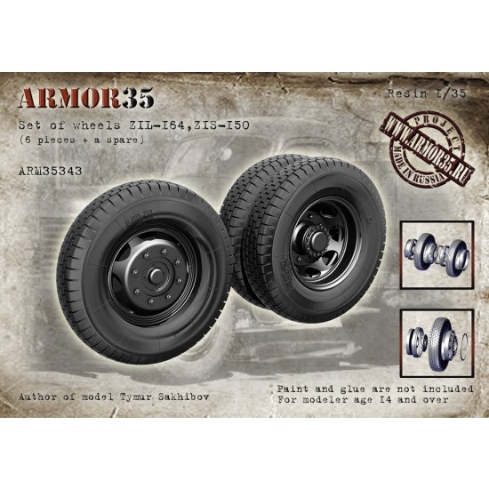 1/35 ZiL-164, ZiS-150 Wheels Set (6pcs + 1 spare)