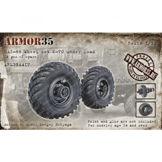 1/35 GAZ-66 Wheel Set K-70 Under Load (4pcs & 1 Spare)