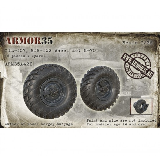 1/35 ZIL-157, BTR-152 Wheel set K-70 (6pcs & 1 spare)