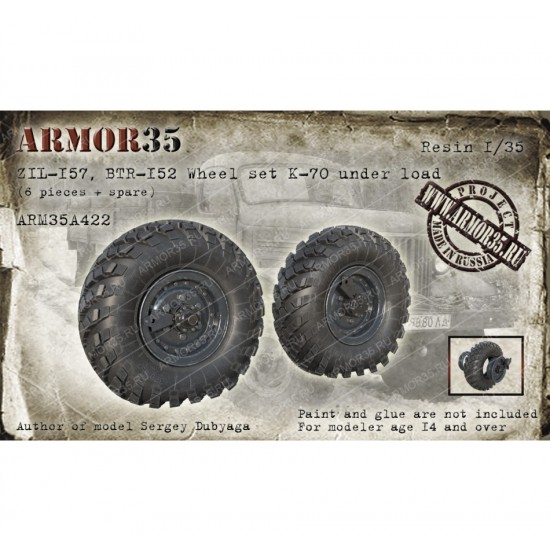 1/35 ZIL-157, BTR-152 Wheel set K-70 under load (6pcs & 1 spare)
