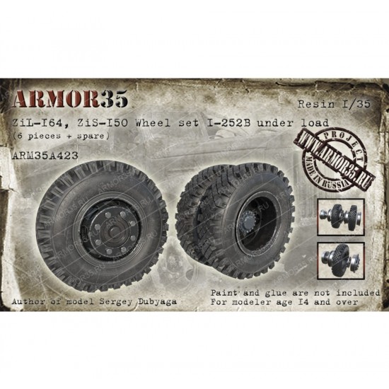 1/35 ZiL-164, ZiS-150 Wheel set I-252B under load (6pcs & 1 spare)