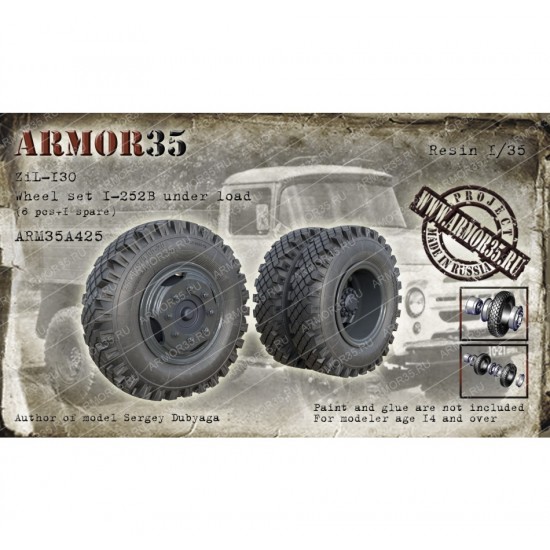1/35 ZiL-130 Wheel set I-252B Under Load (6pcs & 1 spare)