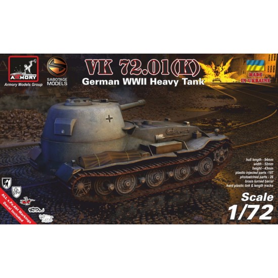 1/72 WWII German VK 72.01 (K) Heavy Prototype Tank