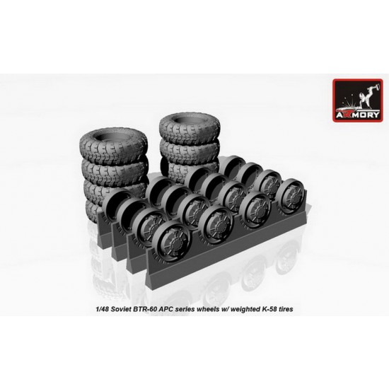 1/48 Soviet BTR-60 APC Armoured Carrier Wheels Set for Micro-Mir kits