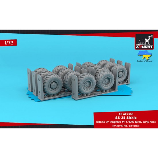 1/72 SS-25 Sickle Mobile Launcher Wheels w/Vi-178Au Tyres & Early Hubs for Revell kits