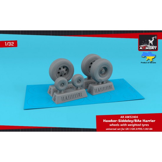1/32 H.S. Harrier GR.1/GR.3/FRS.1/AV-8A Wheels w/Weighted Tyres for Revell kits