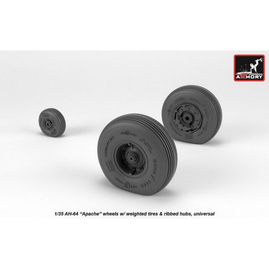 1/35 AH-64 Apache Wheels w/Weighted Tyres, Spoked Hubs