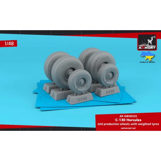 1/48 C-130 Hercules Wheels with Weighted Tyres, Mid Type
