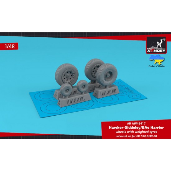 1/48 H.S. Harrier GR.7/GR.9/AV-8B Wheels w/Weighted Tyres for Eduard/Hasegawa