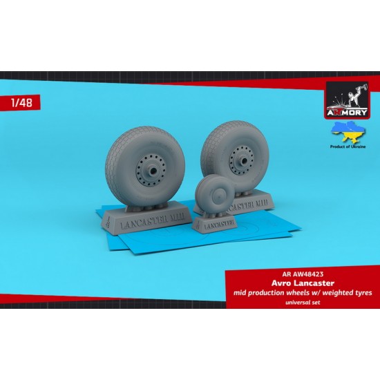 1/48 Avro Lancaster Wheels Mid Type w/Weighted Tyres for HK Model/Tamiya kits