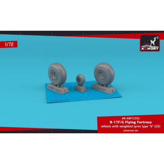 1/72 B-17F/G Flying Fortress Wheels w/Weighted Tyre Type B (GS) for Academy/Airfix/Revell