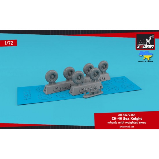 1/72 CH-46 Sea Knight Wheels w/Weighted Tyres for Fujimi/HobbyBoss kits