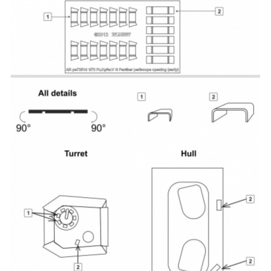 1/72 PzKpfw.V Ausf.G Panther Periscope Openings (Early)