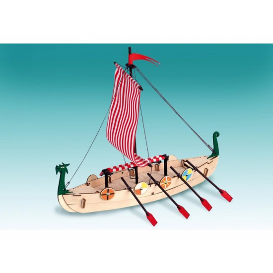 Viking Drakkar Wooden Ship (length: 26.8cm)