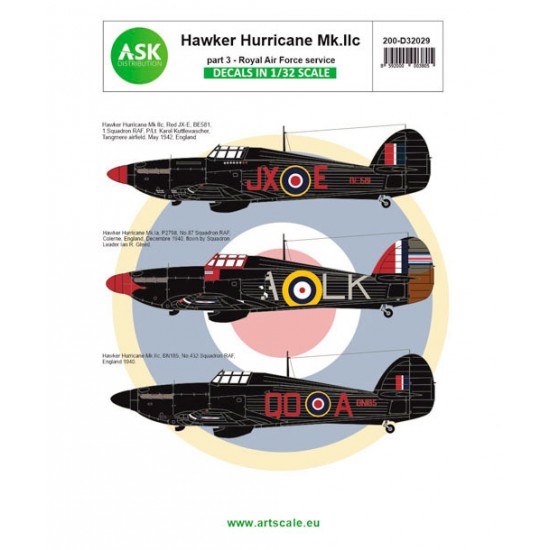 Decal for 1/32 Royal Air Force Hawker Hurricane Mk.IA / Mk.IIC part 3