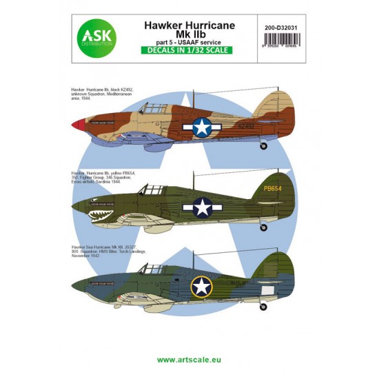 Decal For 1/32 Hawker Hurricane Mk.Iib Part 5 - Usaaf Service