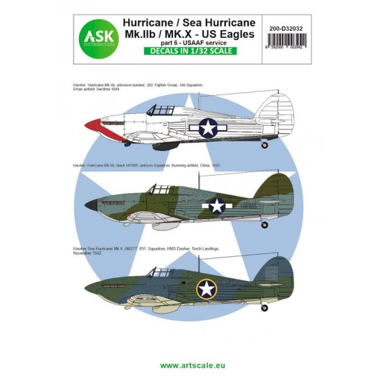 Decal For 1/32 Hawker Hurricane Mk.Iib / Mk.X Part 6 - Us Eagles