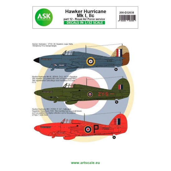 Decal for 1/32 Hawker Hurricane Mk.I / Mk.IIc part 12 - Royal Air Force