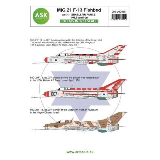 Decals for 1/32 MiG21F13 Fishbed Part 4 Israeli Air Force, 101