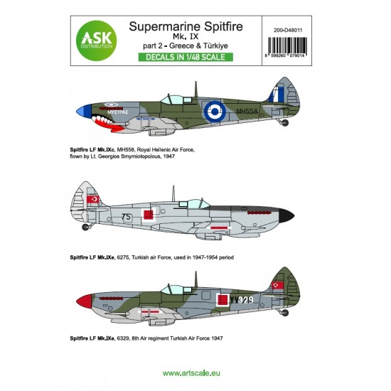 Decal for 1/48 Supermarine Spitfire Mk.Ixc, IXe p2 - Greece, Turkiye [Limited Edition]