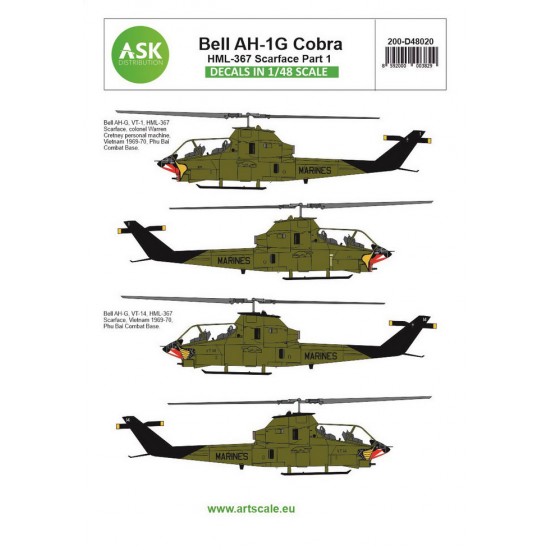 Decals for 1/48 Bell AH-1G Cobra part 7 - HML367 Scarface