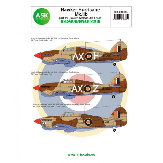 Decal for 1/48 Hawker Hurricane Mk.IIB part 11 - South African Air Force