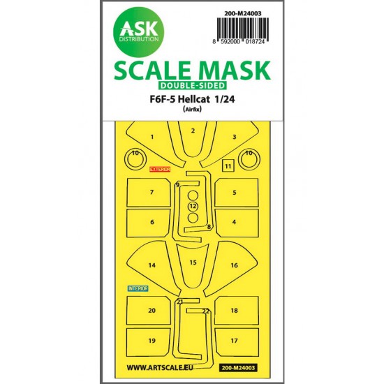 1/24 Grumman F6F-5 Hellcat Double-sided Express Masks for Airfix kits